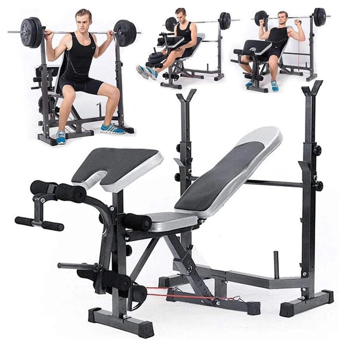 Olympic Weight Bench, Adjustable Weight Lift Bench Rack Set, Fitness Barbell Dumbbell Bench, Push Up Back Sit Up Bench,