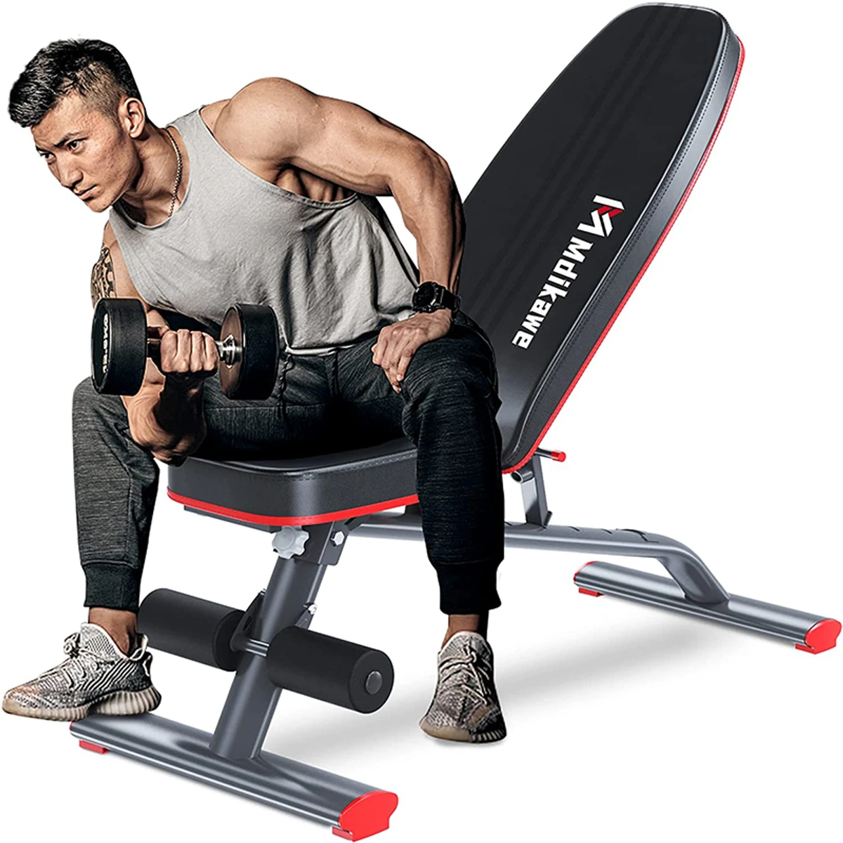 Mdikawe Adjustable Weight Bench, Folding Training Bench, Fitness Bench, Incline Bench Press Bench for Full Body Workout