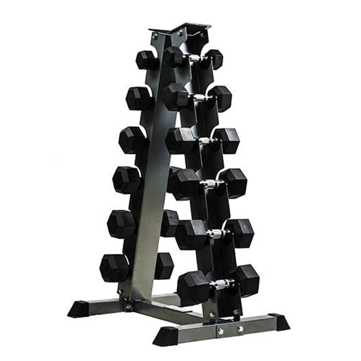 Multi- Function Dumbbell Rack for Safe & Easy Gym Dumbbell Storage 12 Pcs 6 Pairs 200kg - Black Color