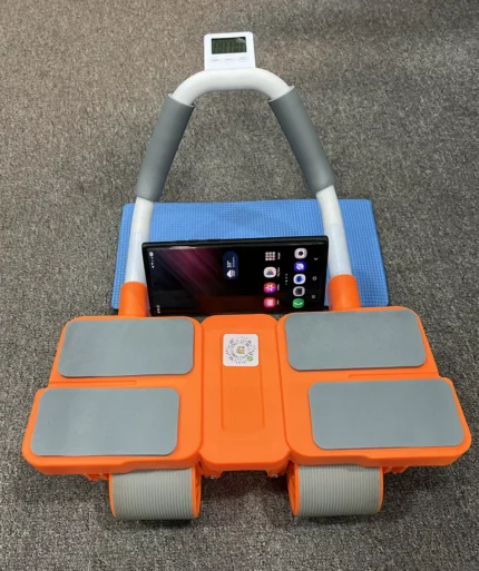 Automatic Rebound Ab Roller Wheel with Elbow Support, Timer, and four-Wheel Design