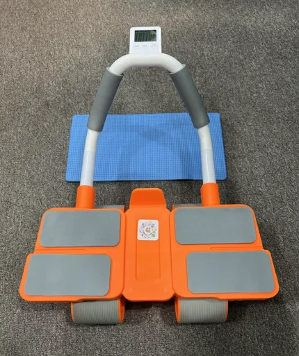 Automatic Rebound Ab Roller Wheel with Elbow Support, Timer, and four-Wheel Design